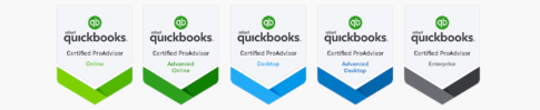 badge icons for quickbooks certified proadvisor for advanced qb desktop, advanced qb online, and enterprise certifications