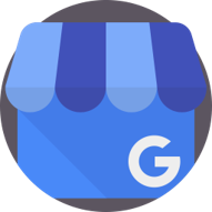 google mybusiness logo in gray circle